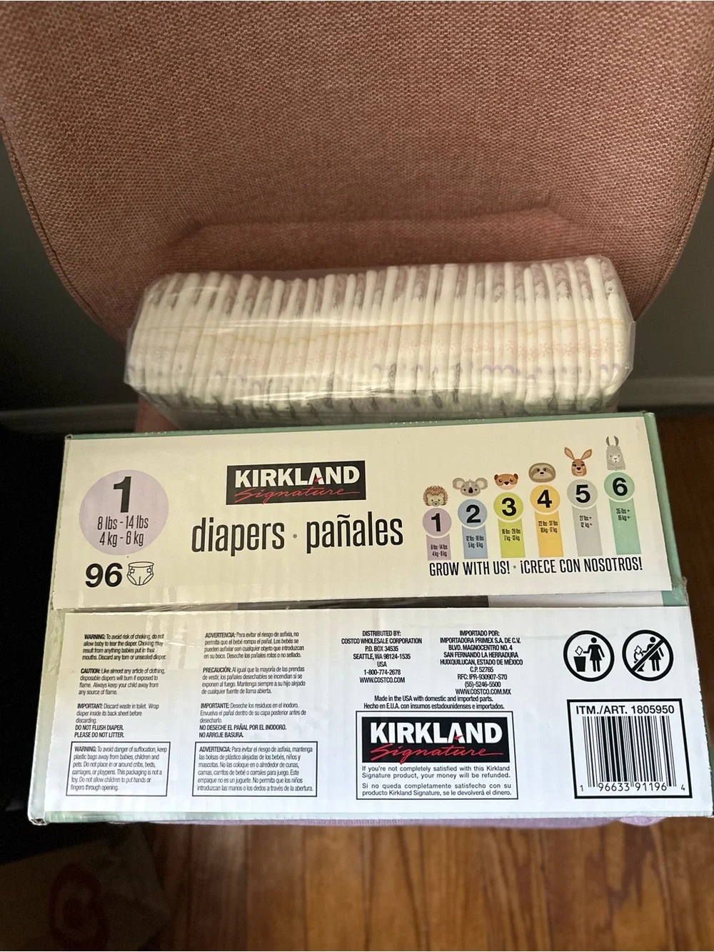 Kirkland Signature Size 1 Baby Diapers - Mint Green (144 Count)